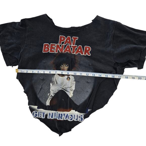 Vintage Pat Benatar Get Nervous Tour Shirt 1982-83 Black 2 Sided *CUT UP SCRAP - Picture 8 of 9